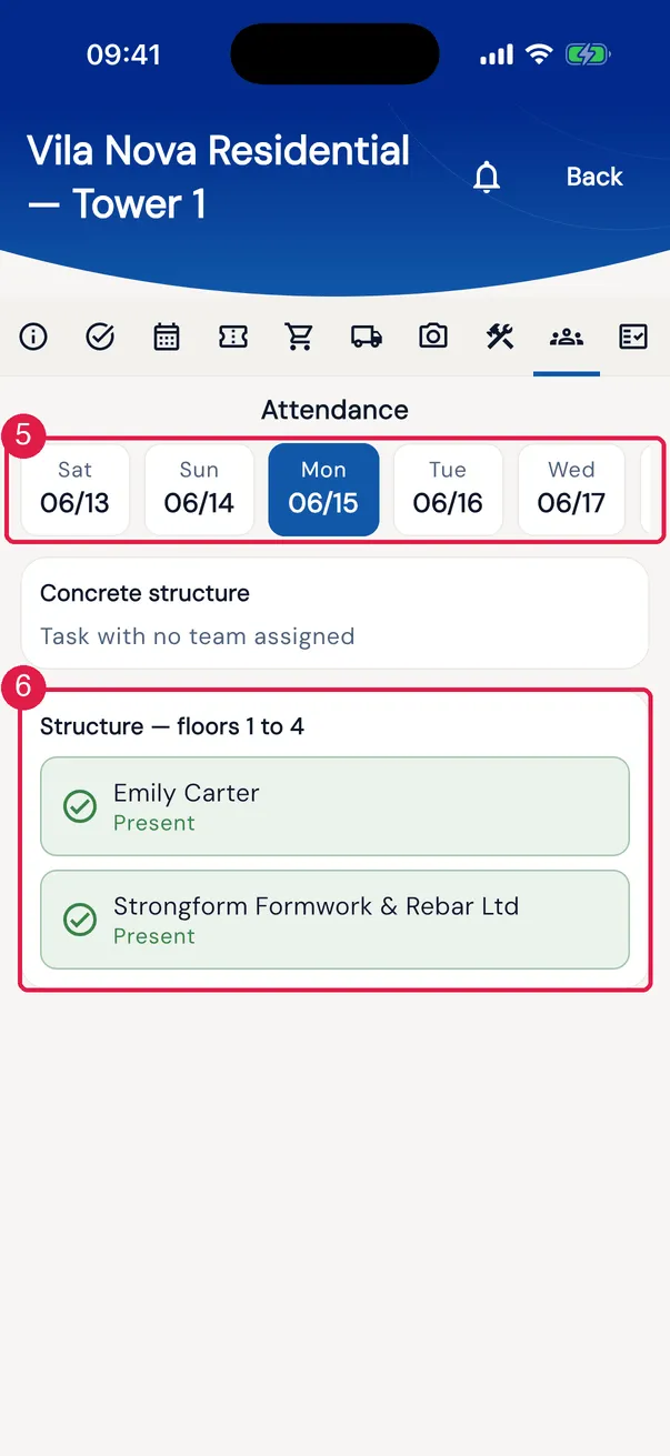 Attendance tab.