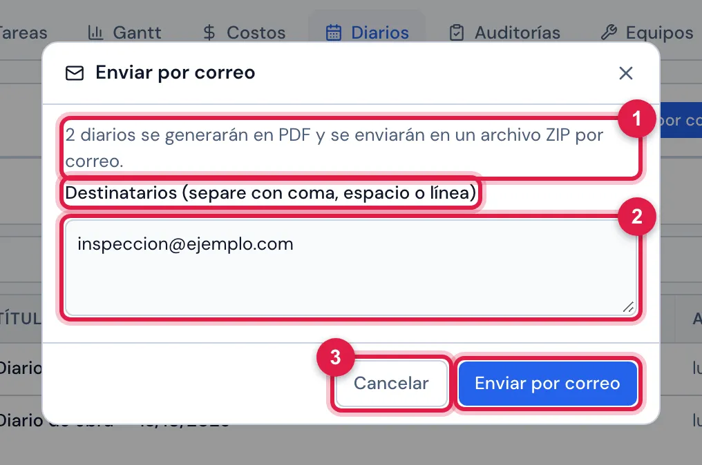 El envío por correo de dos diarios del Residencial Villa Nueva — Torre 1.