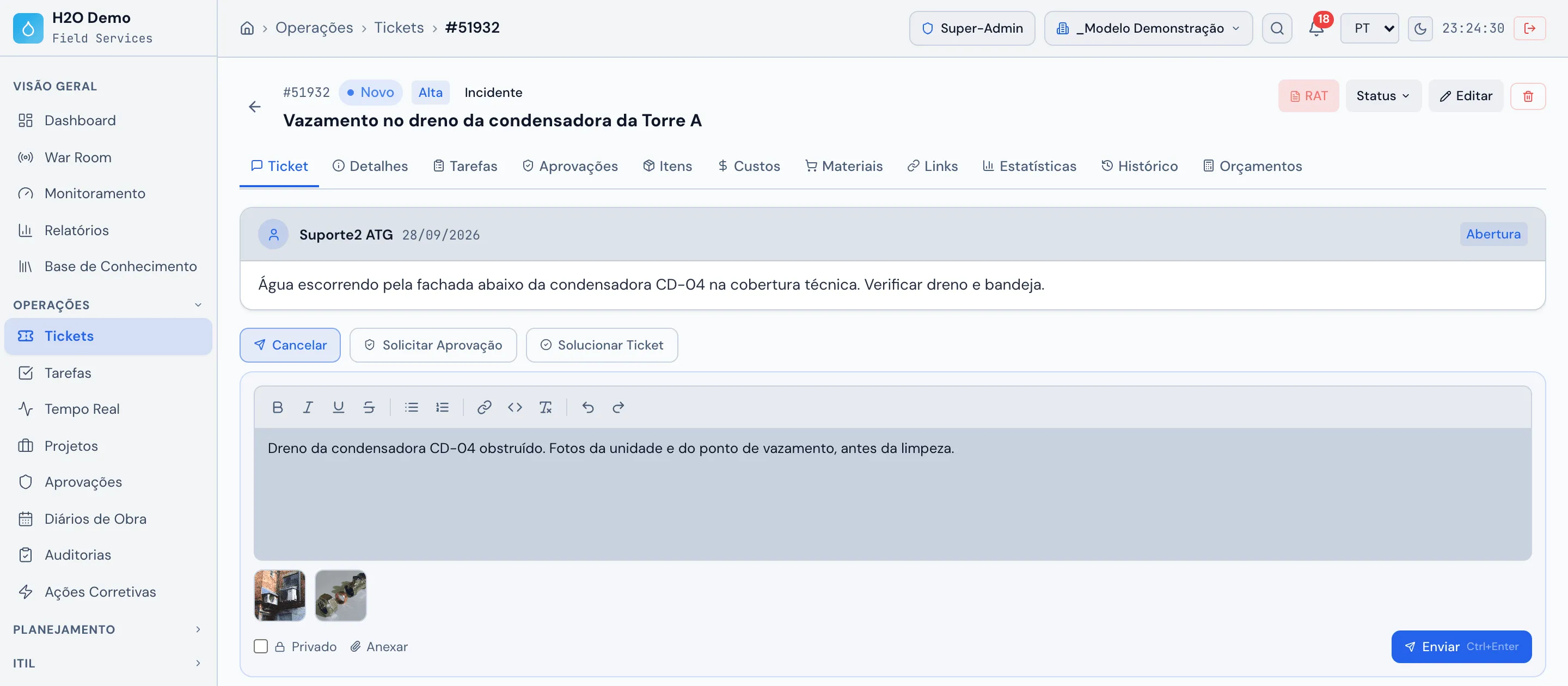 Novo Acompanhamento com duas fotos anexadas