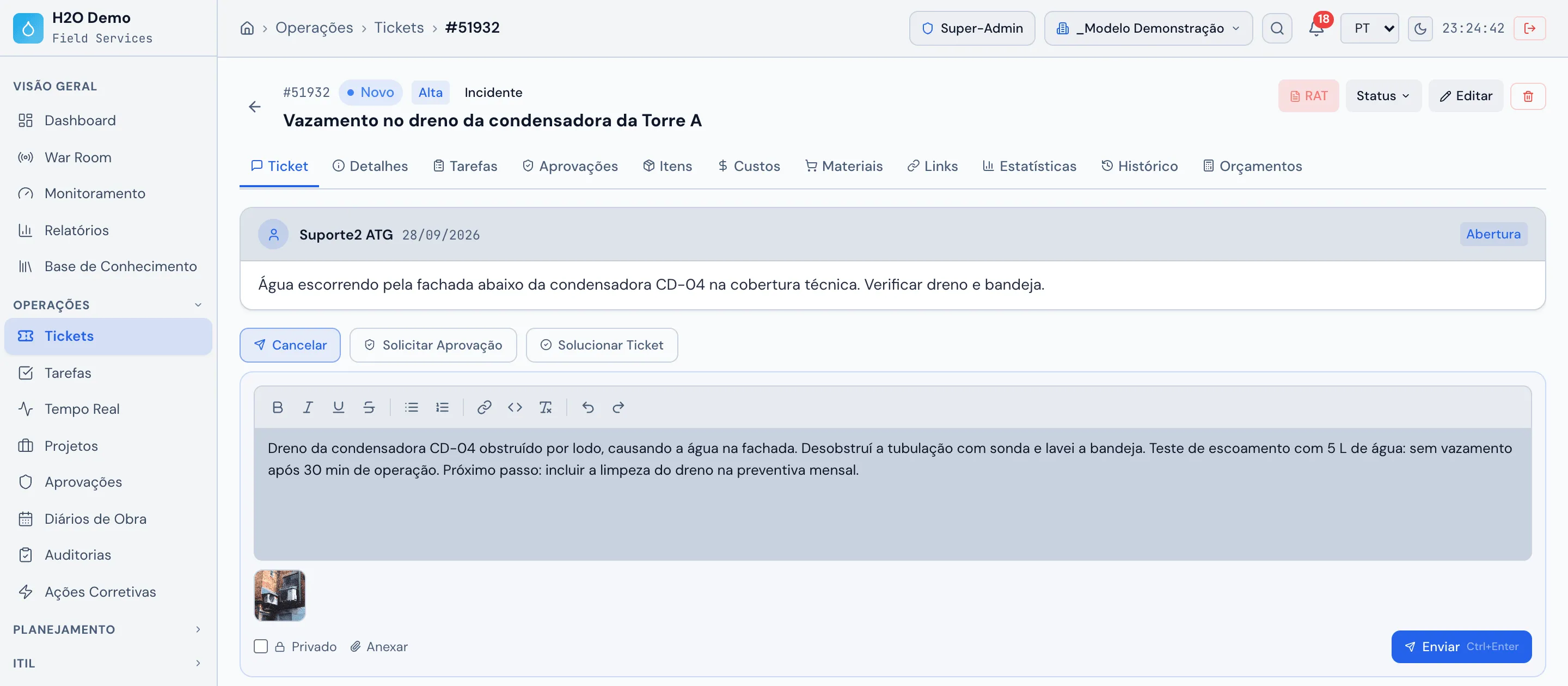 Novo Acompanhamento preenchido
