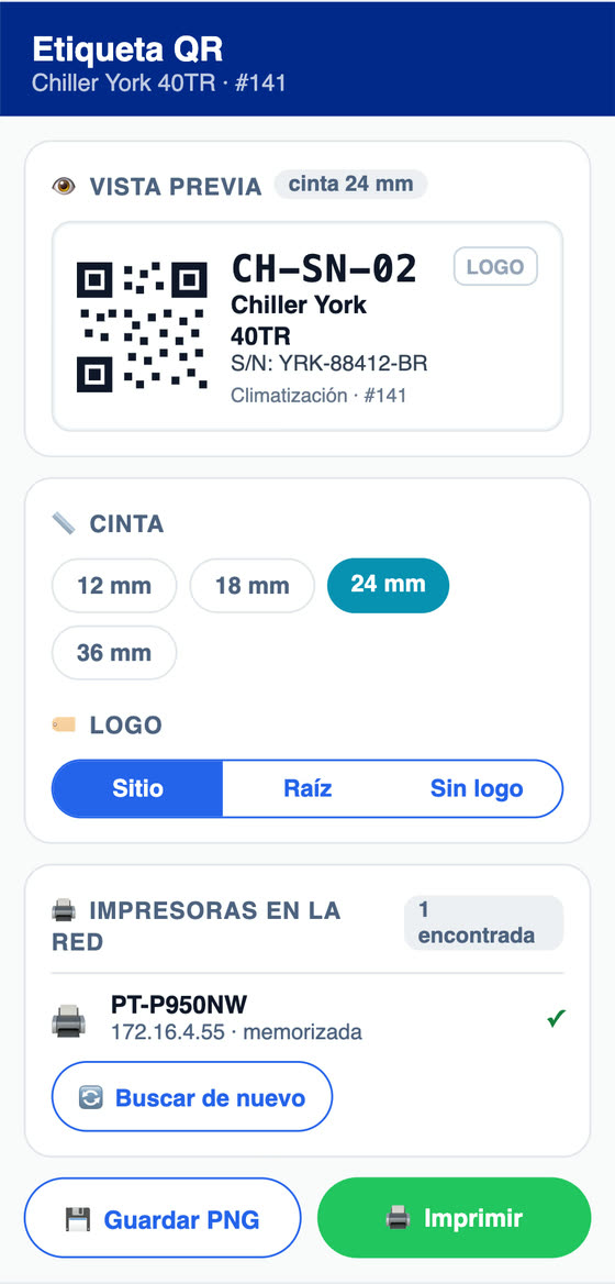 Cada equipo con su etiqueta QR