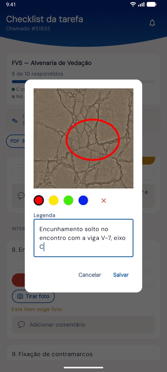 FVS com foto anotada em cada item
